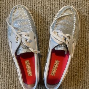 Sperrys-Silver Sparkle, Size 8.5 M, worn once